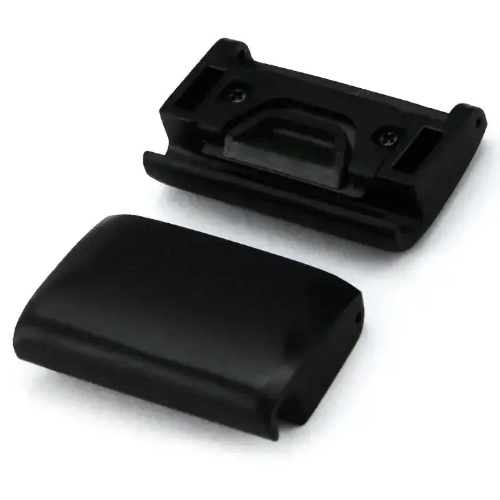 QuickFit black stainless steel adapters for Garmin smartwatches, enhancing style and functionality of your wearable tech.