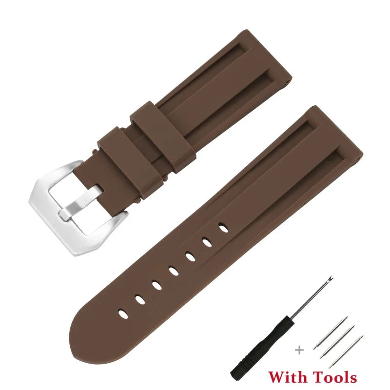 OnePlus Smartwatch Bands Silicone Sport Watch Strap Waterproof Bracelet in brown with tools.