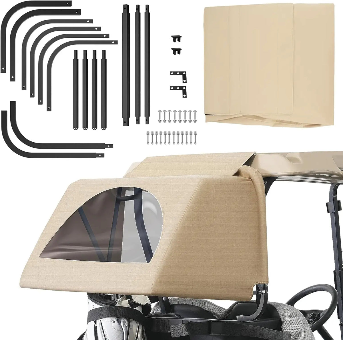 Golf Cart Rear Bag Rain Cover with Clear Windows and Bracket