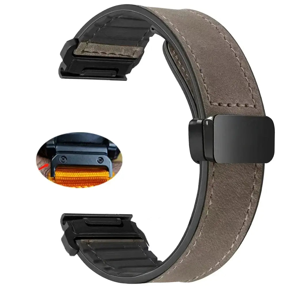 Garmin QuickFit Magnetic Leather Band in Taupe Brown - Style 2