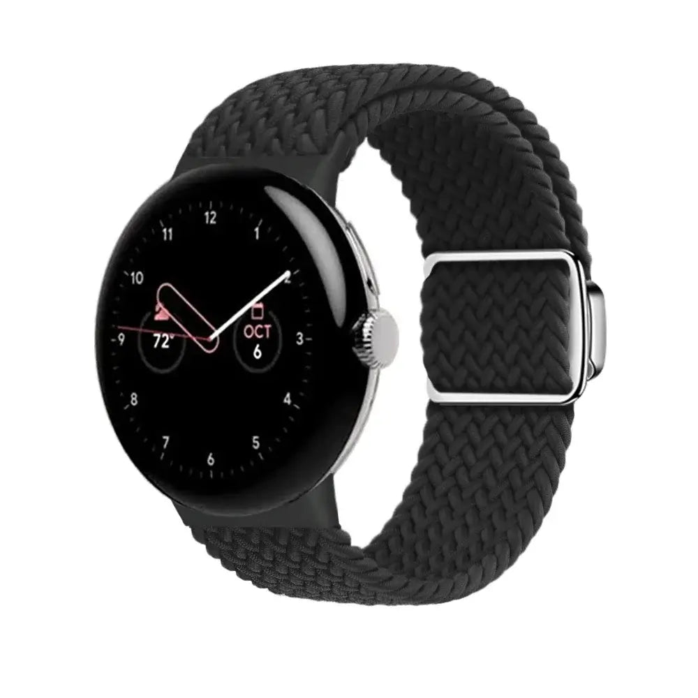 Stretch Braided Google Pixel Watch Loop with Metal Slider in Black