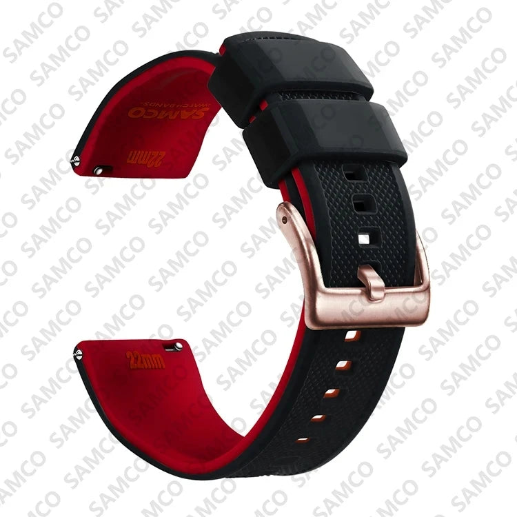 Motorola Moto Textured Silicone Band with Buckle Choices — Black / Red / Rose Gold Buckle