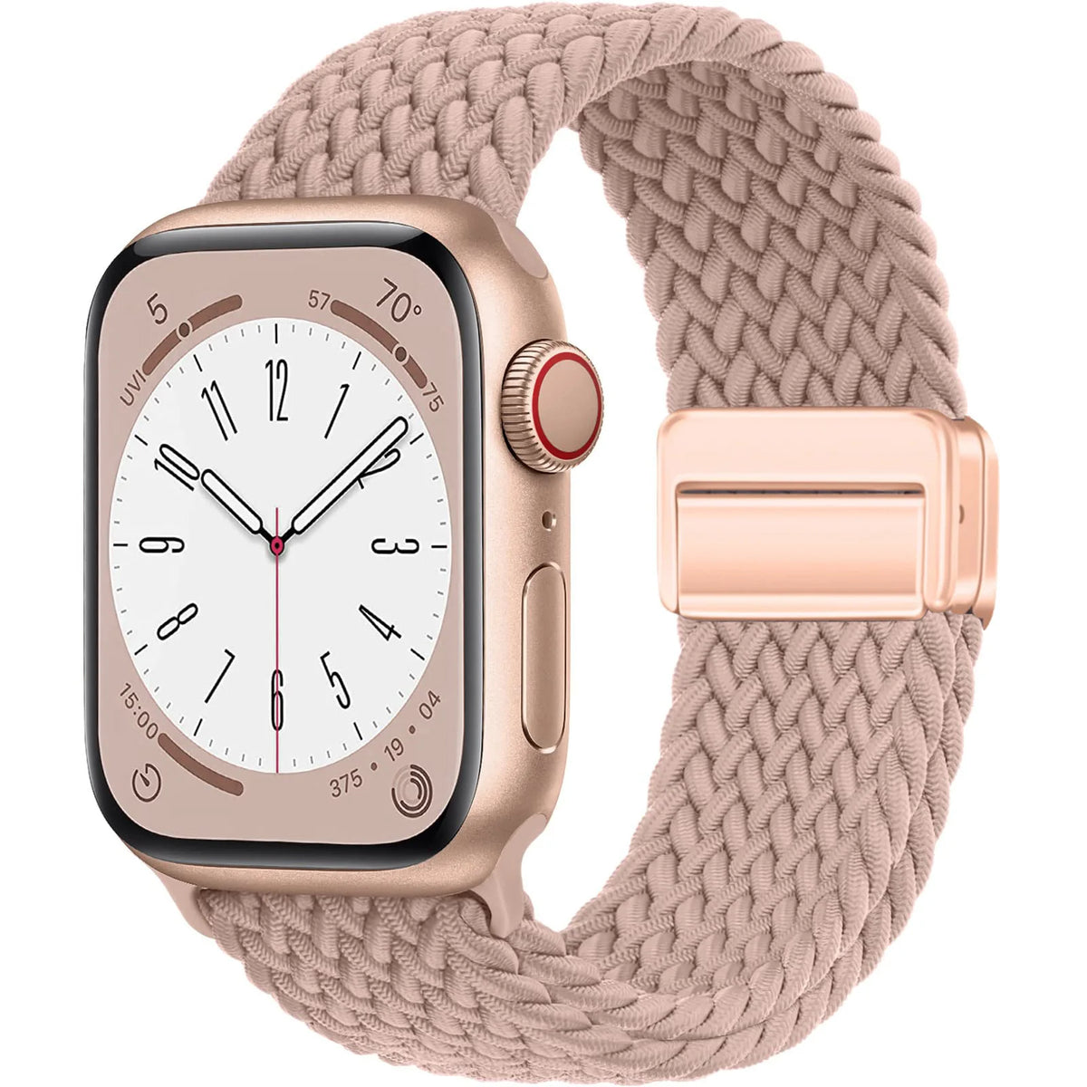 Braided Nylon Apple Watch Band with Magnetic Clasp in Soft Pink