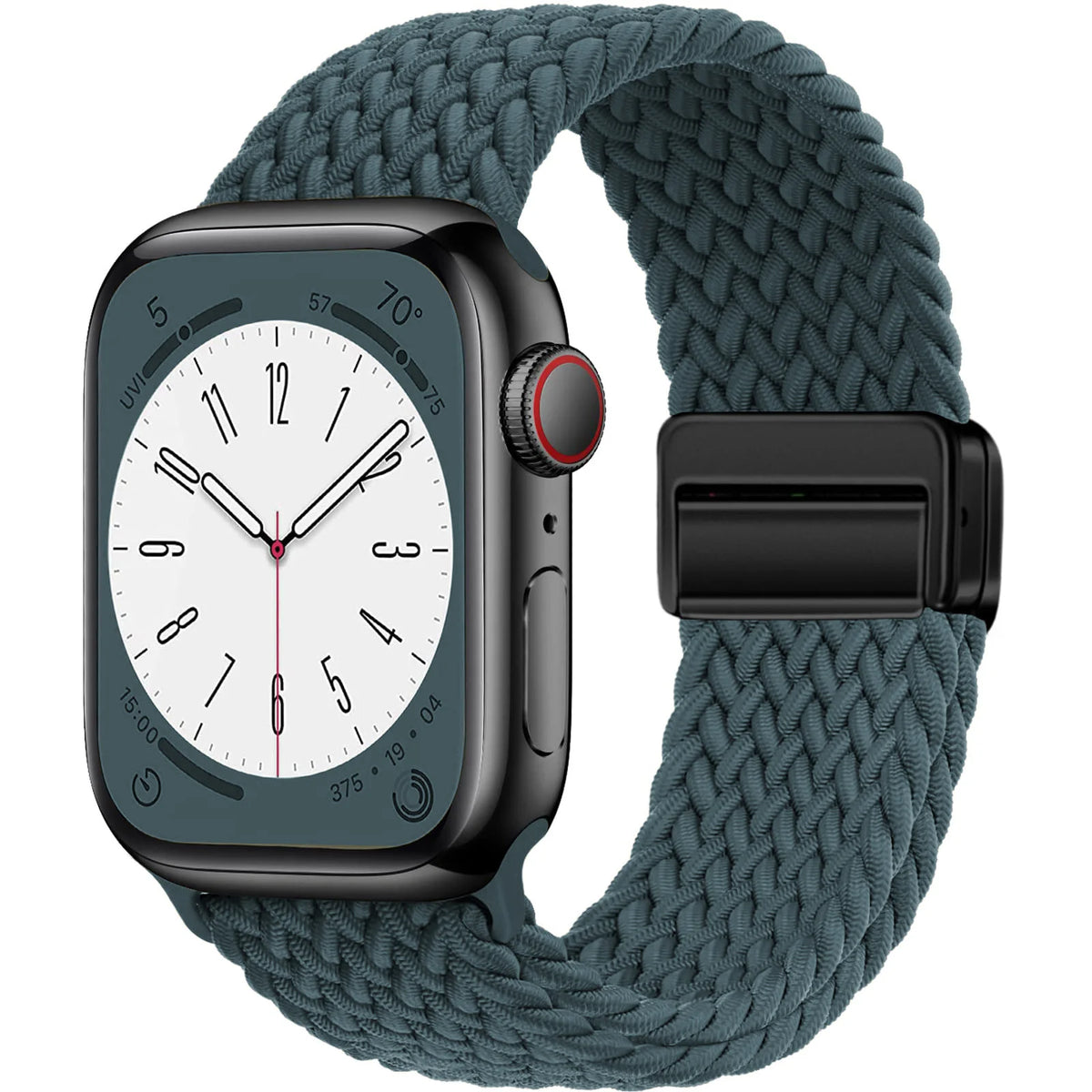 Braided Nylon Apple Watch Band with Magnetic Clasp in Dark Teal