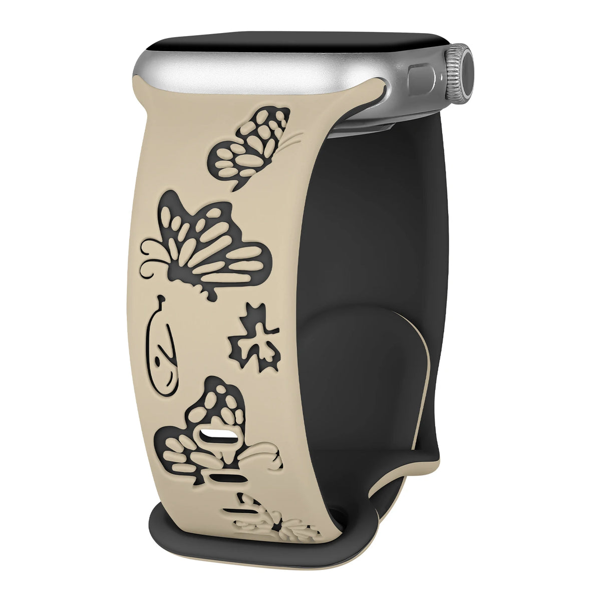 Two-Tone Butterfly Silicone Apple Watch Band in Sand / Black