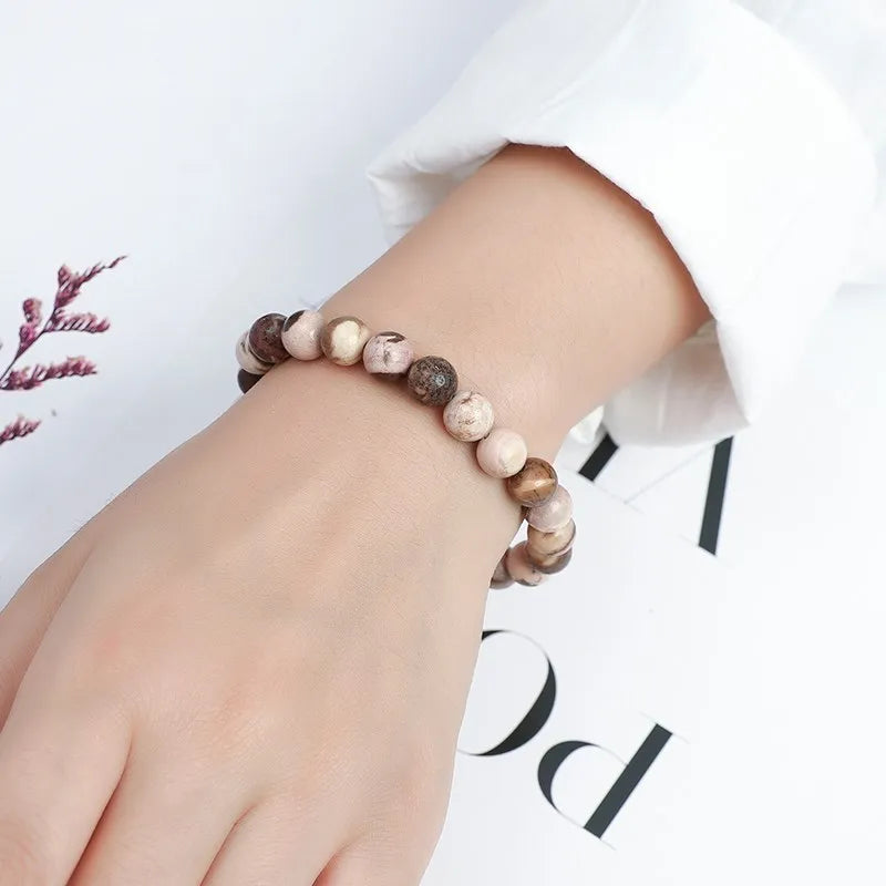 Zebra Jasper Bead Stretch Bracelet