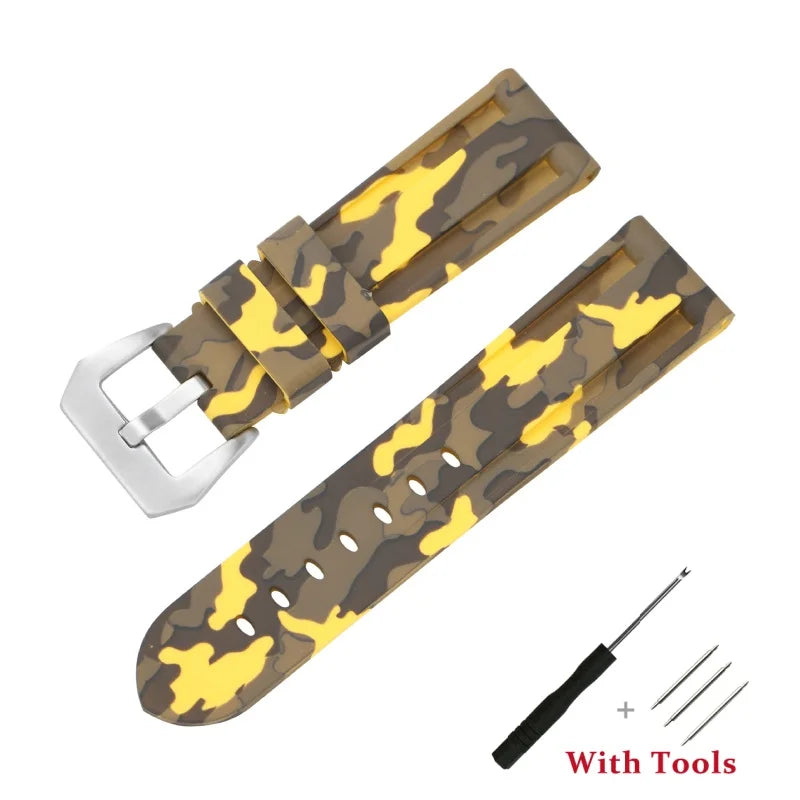 COROS Silicone Buckle Band in Solid and Camo Colors – Yellow Camo