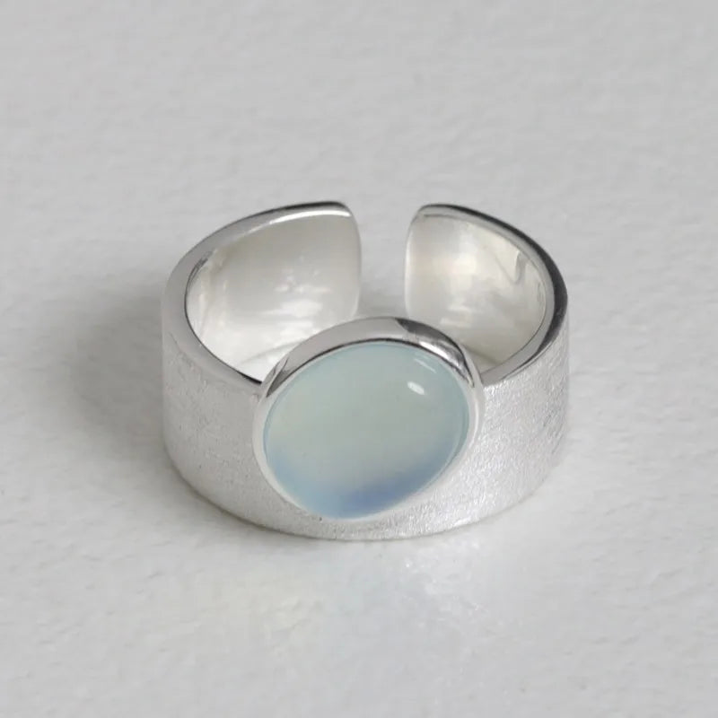 Simulated Moonstone Ring, Adjustable, 925 Sterling Silver, photo 5