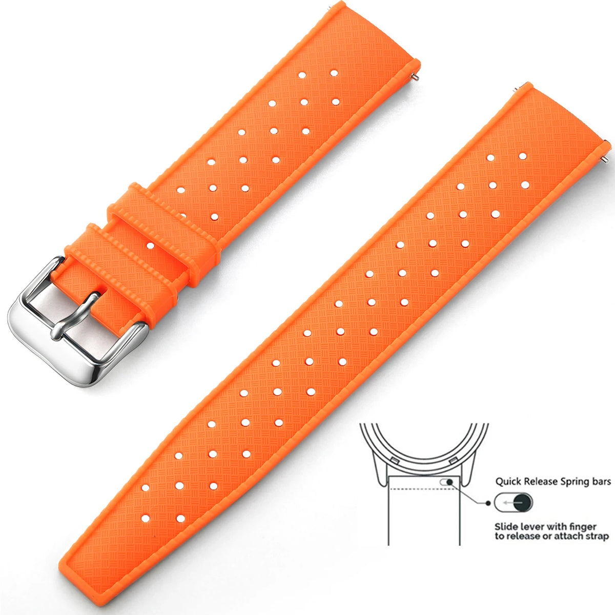 Tropic Silicone Band for Motorola Moto — Orange / Silver Buckle