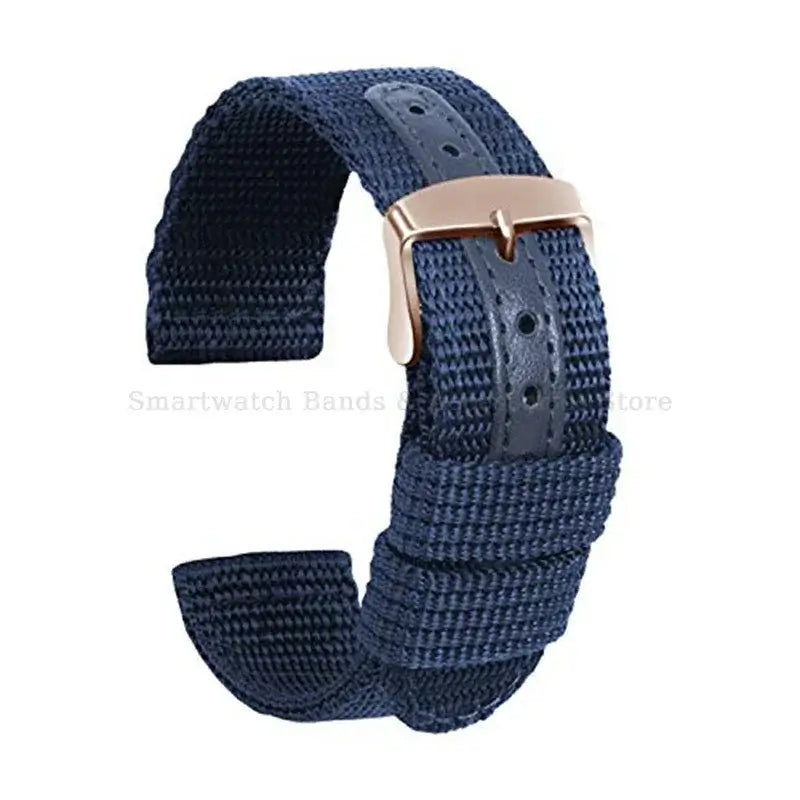 Suunto Textured Nylon Band with Center Detail - Navy Blue / Rose Gold Buckle