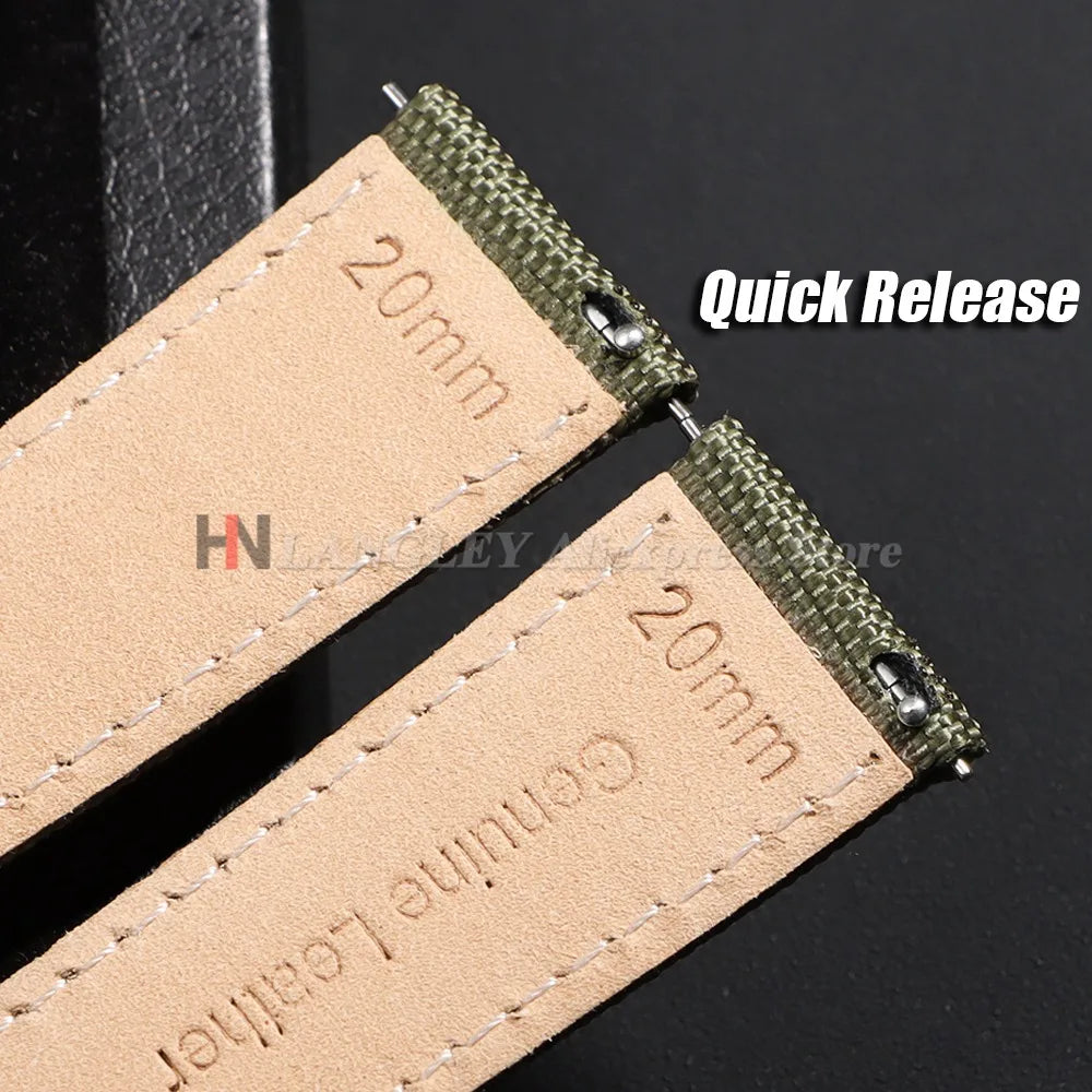Polar Sailcloth Nylon Watch Band with Butterfly Clasp — Leather lining and quick-release bars