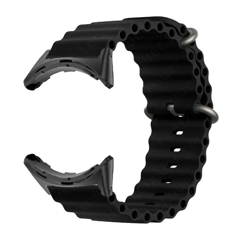 Ribbed Silicone Google Pixel Watch Band with Buckle in Black