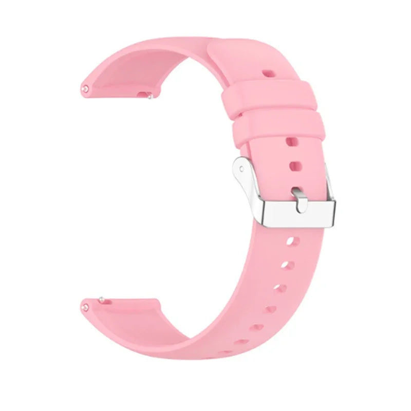 COROS Smooth Silicone Watch Band with Pin Buckle - Pink - Silver Buckle