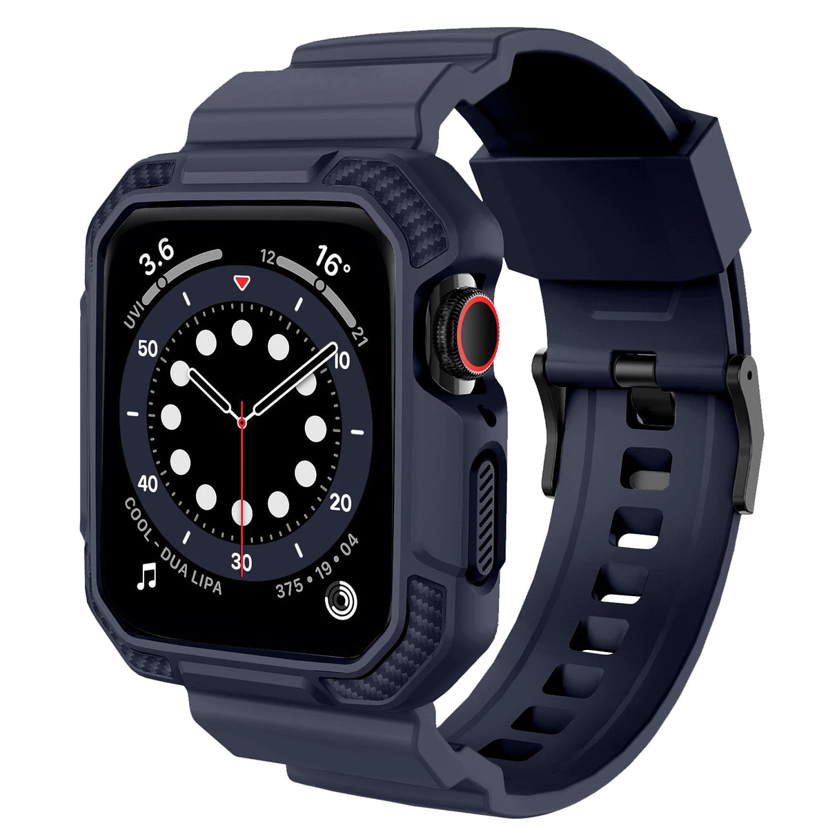 Rugged-Style TPU Apple Watch Band with Integrated Case in Navy Blue