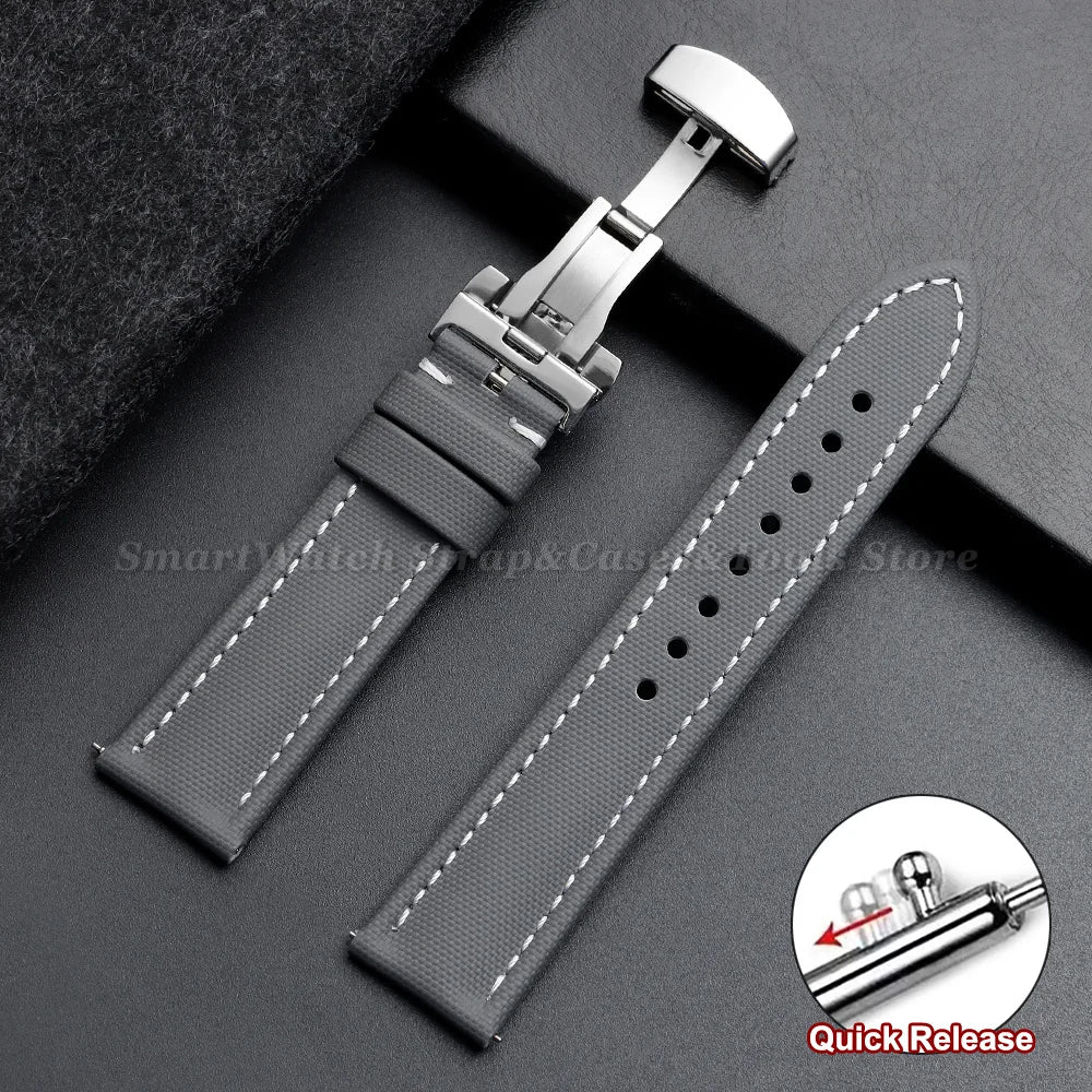 Sailcloth Band in Gray, White Stitching