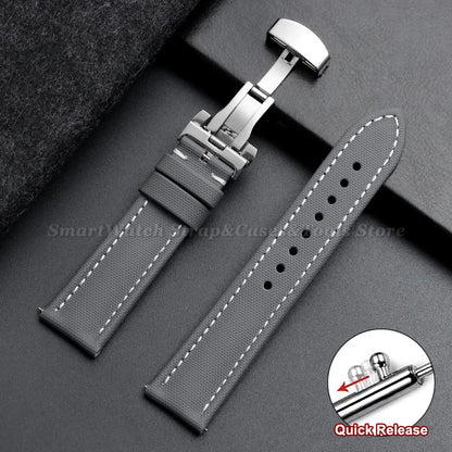 Sailcloth Band in Gray, White Stitching