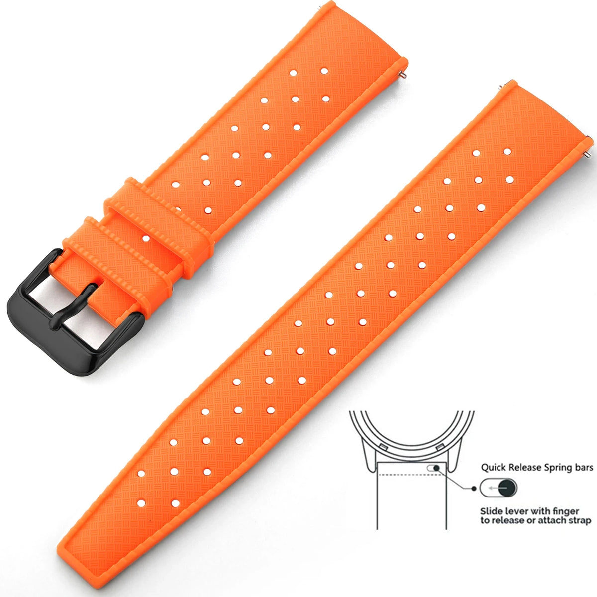 Tropic Silicone Band for Polar – Orange / Black Buckle
