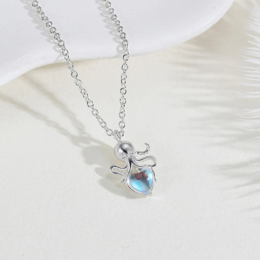 Ocean Moonstone Pendant Necklace, 925 Sterling Silver, photo 1