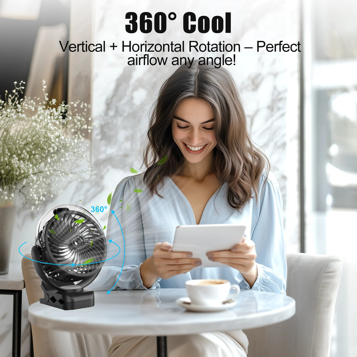 Misting Clip-On Fan for Golf Carts, Rechargeable