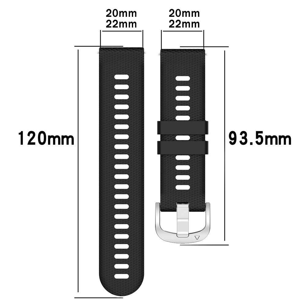 Silicone strap dimensions diagram for COROS – BandsCo Straps