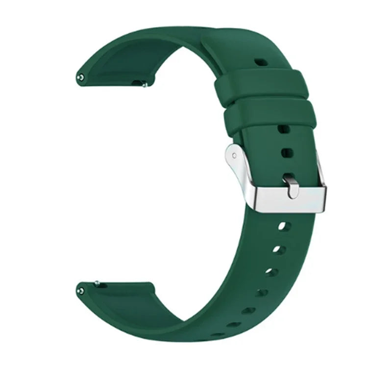 COROS Smooth Silicone Watch Band with Pin Buckle - Green - Silver Buckle