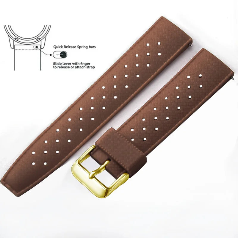 Tropic Silicone Band for Polar – Brown / Gold Buckle (Option 3)