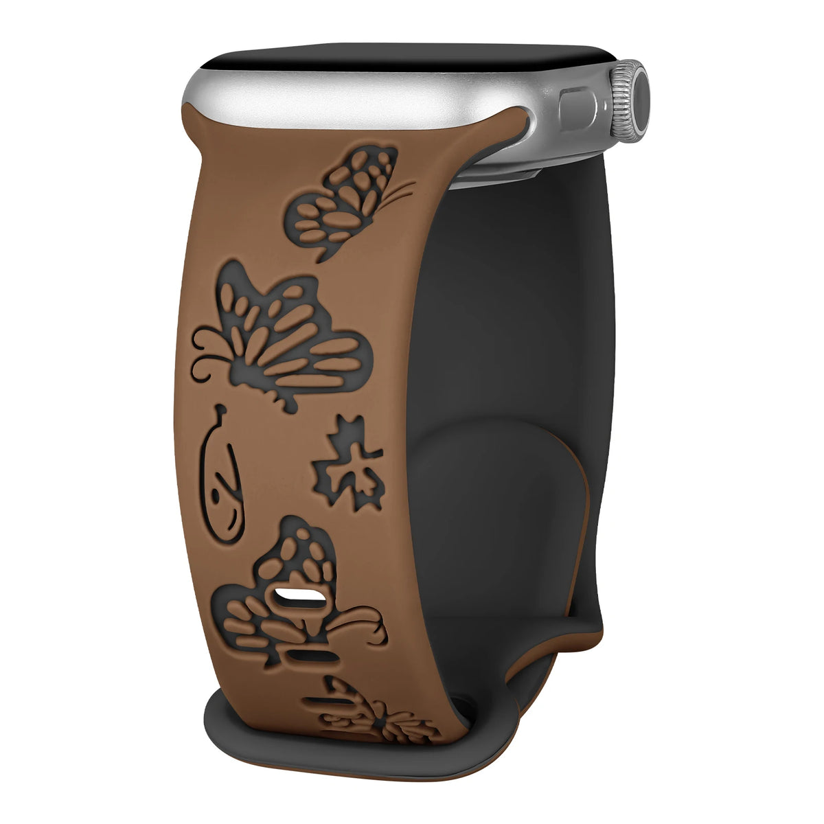 Two-Tone Butterfly Silicone Apple Watch Band in Brown / Black