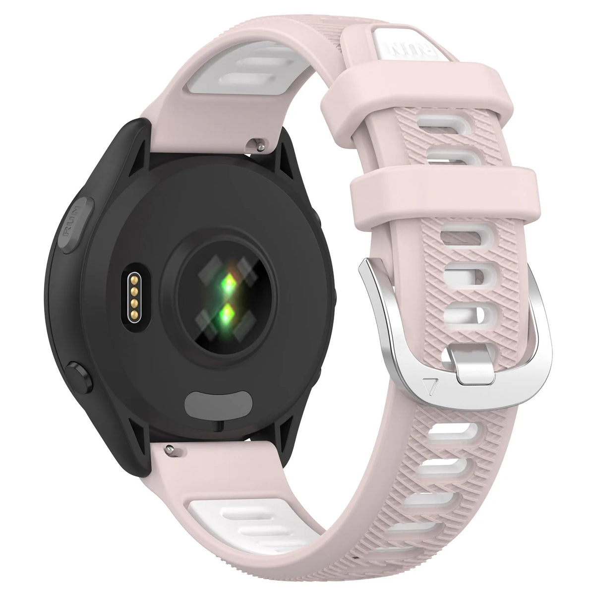 COROS Two-Tone Silicone Band with Silver Buckle – Pink / White