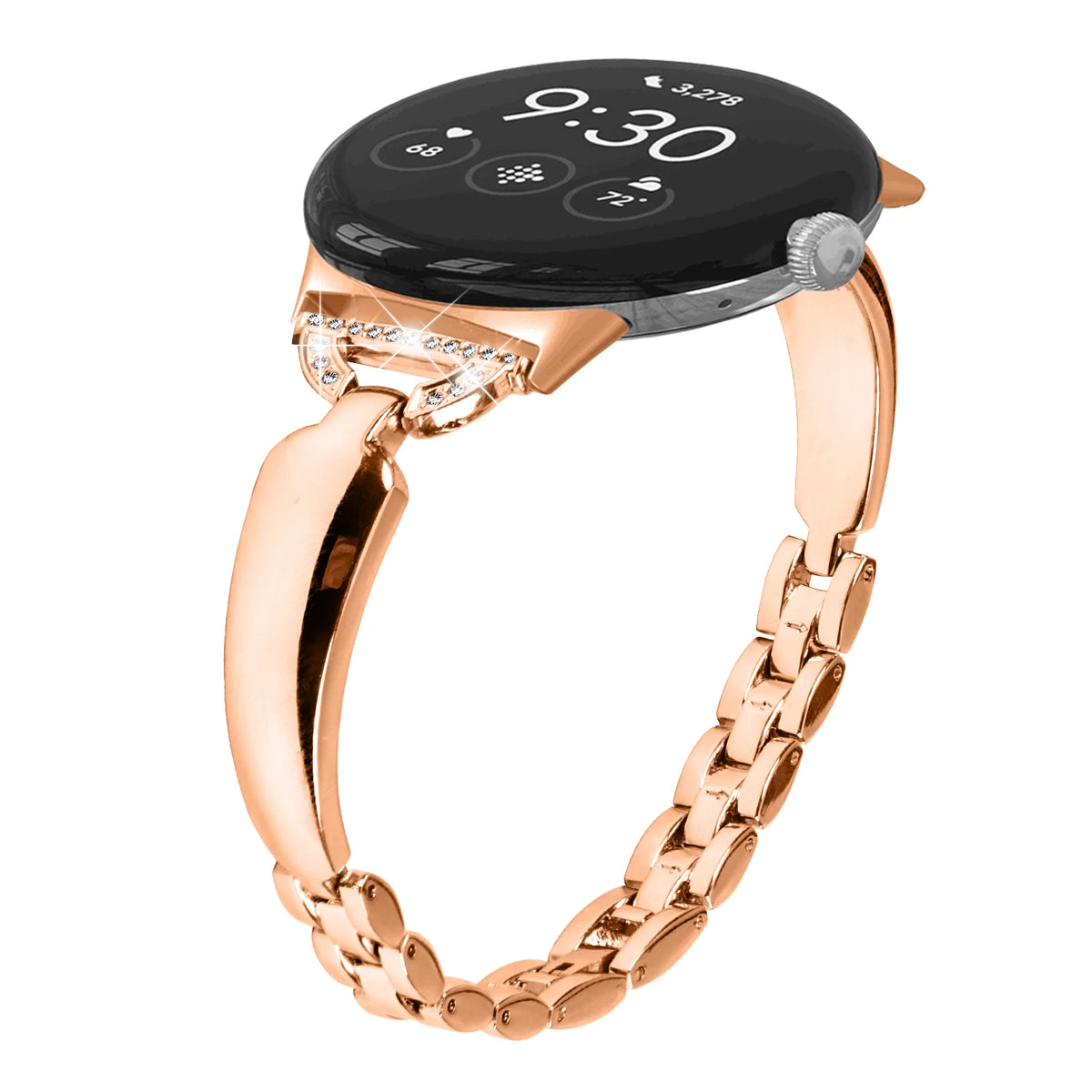 Rose Gold Google Pixel Watch 5, 4 and 3 41mm Slim Bling Chain Bracelet Band
