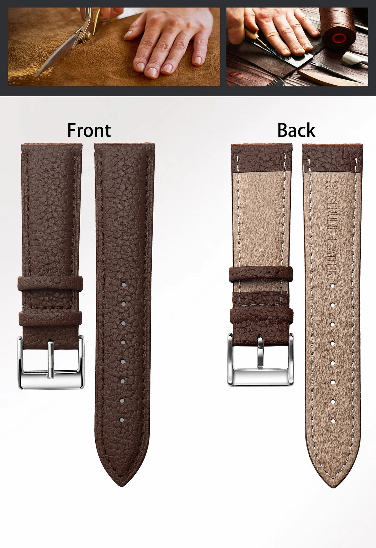 Grained Leather Band — front and back