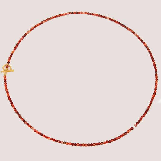 Long carnelian bead necklace with 4mm beads