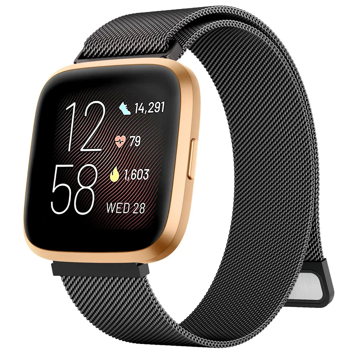 Fitbit Versa & Sense Magnetic Steel Mesh Loop Band - Black