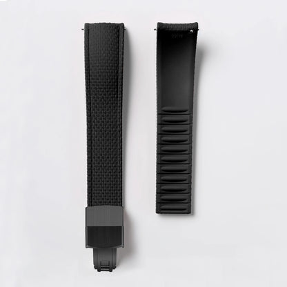 Garmin Curved-End FKM Rubber Band in Black with Black Clasp