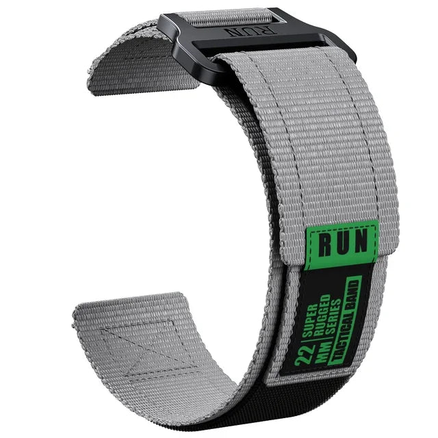COROS Nylon Hook-and-Loop Band with Label Detail – Gray / Green Label