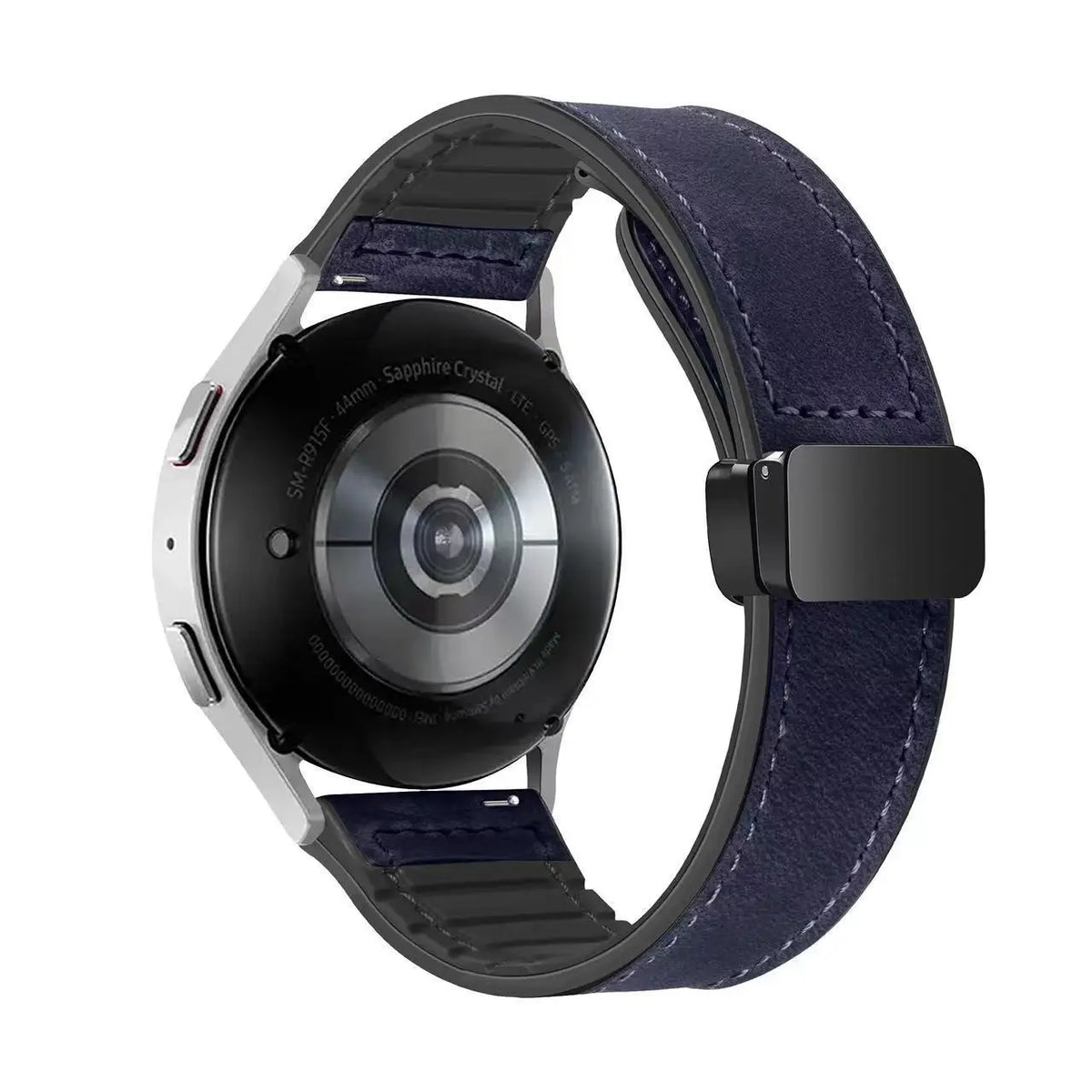 Leather and Silicone Magnetic Band in Navy Blue