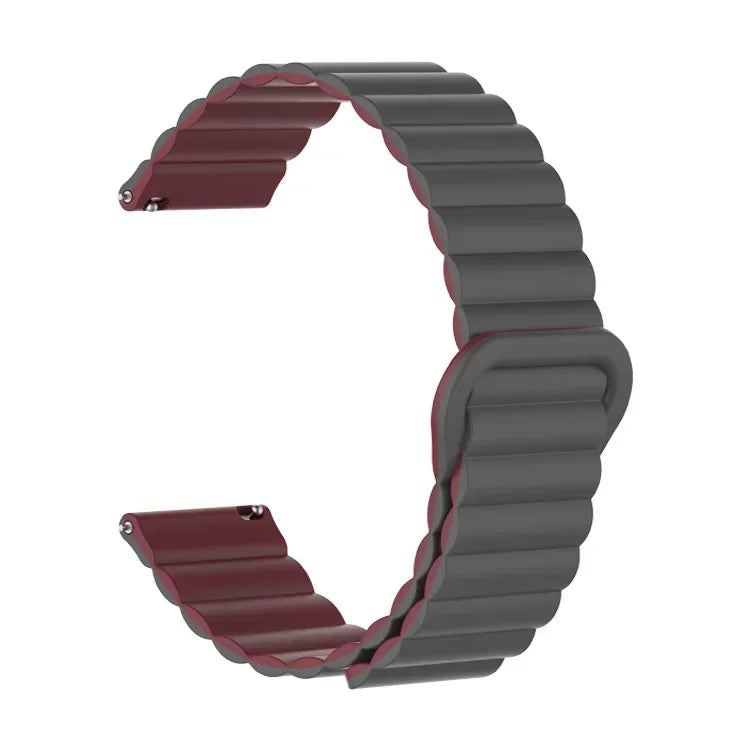 COROS Ribbed Magnetic Silicone Loop Watch Band - Gray / Wine Red