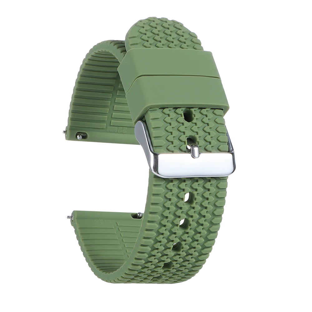 Tread Pattern Silicone Band in Army Green