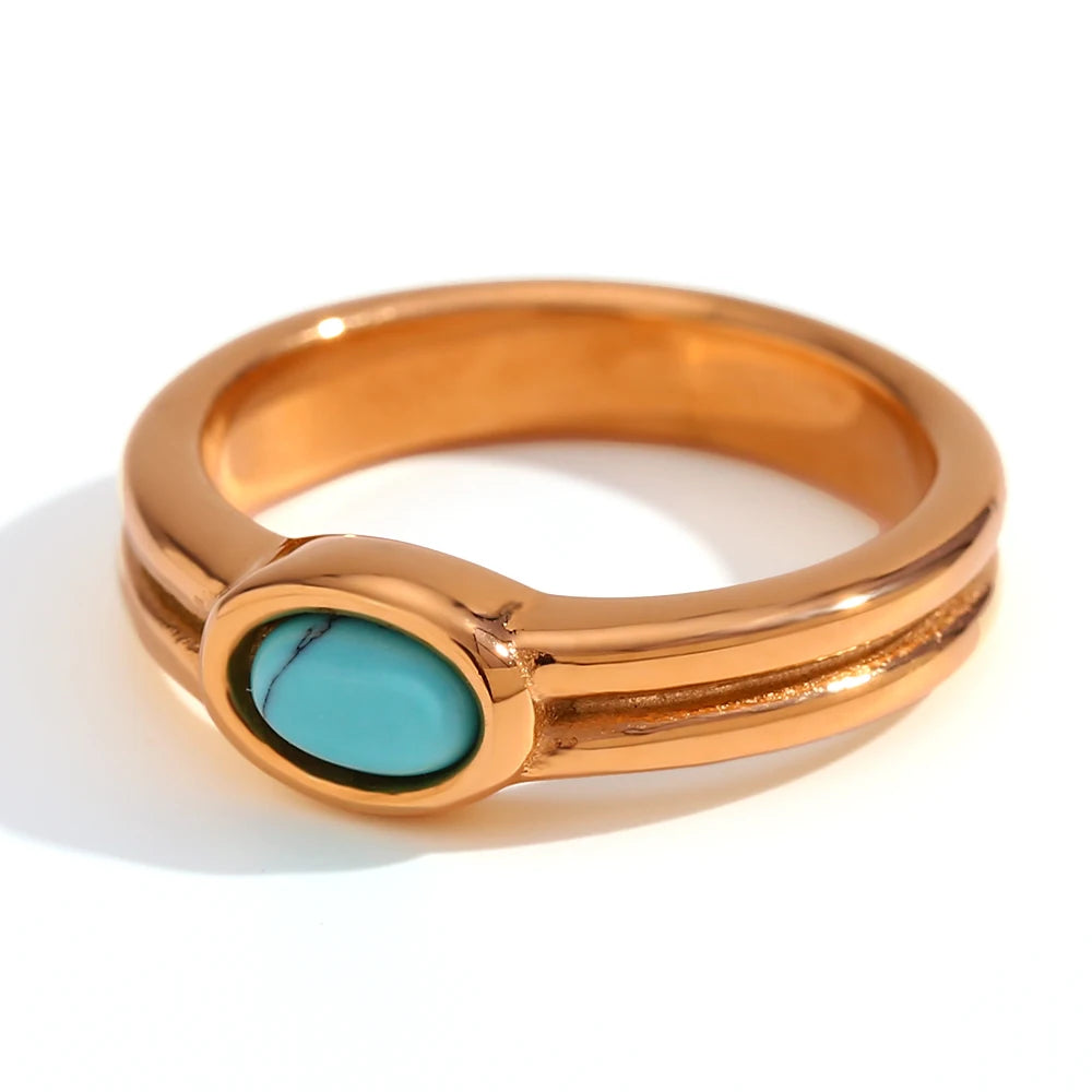 Paved lapis lazuli ring, gold-tone stainless steel