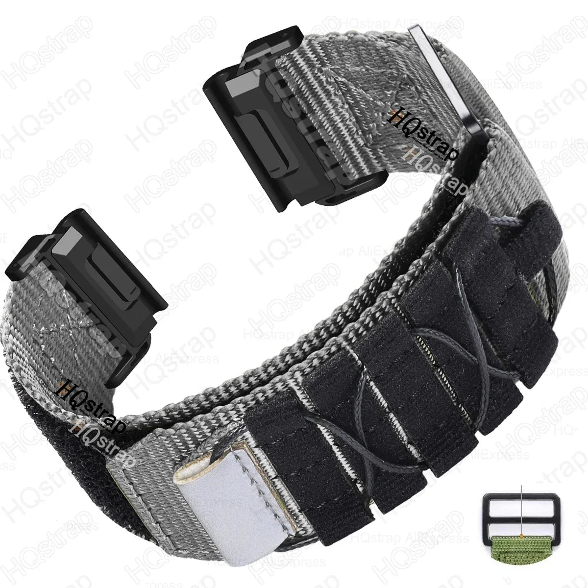 Garmin nylon strap replacement band for smartwatch, featuring durable military style and adjustable fit, perfect for daily wear.
