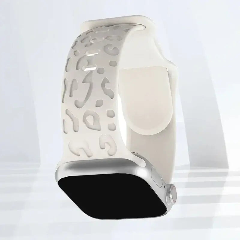 Ivory Leopard silicone Apple Watch band