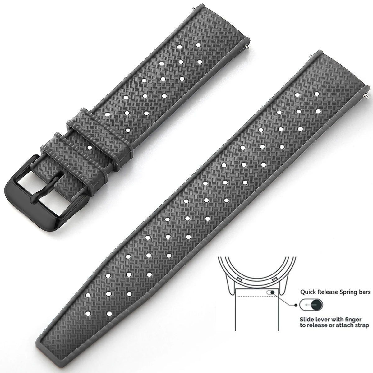 Tropic Silicone Band for Polar – Gray / Black Buckle