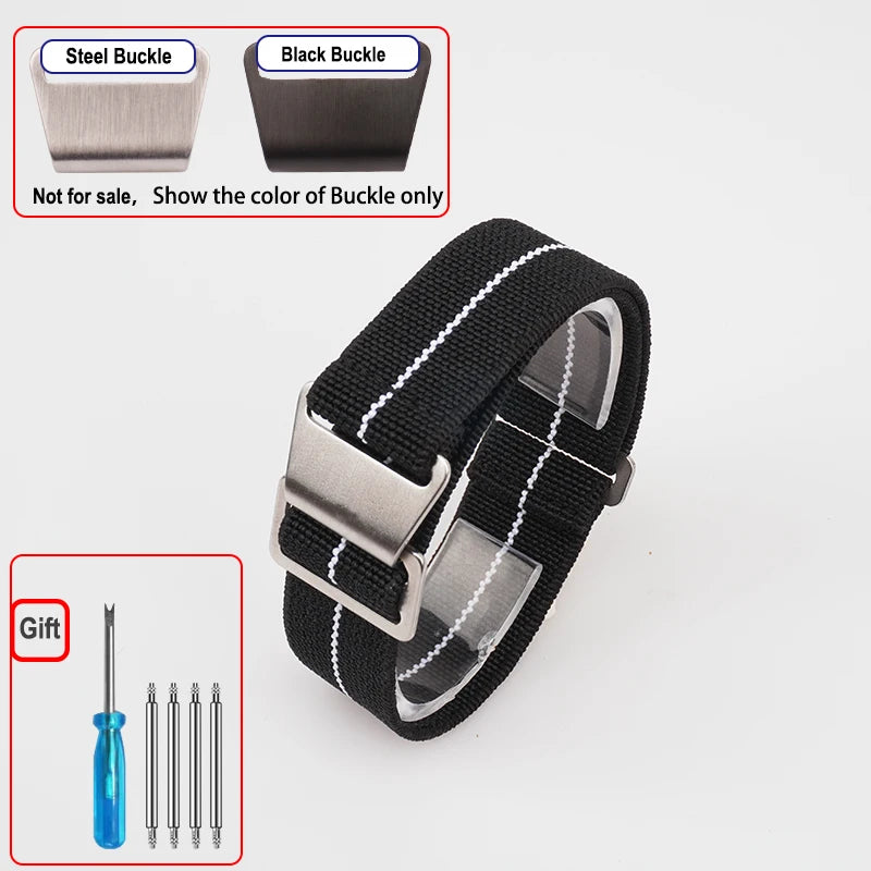 COROS Elastic Nylon Parachute Watch Band - Black / White