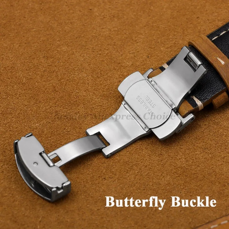 Calfskin Butterfly Clasp Band — butterfly clasp close-up