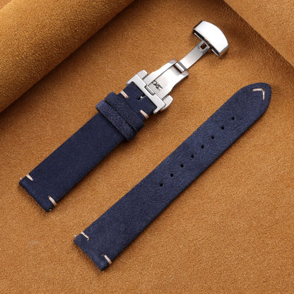 Suede Butterfly Clasp Band in Navy Blue