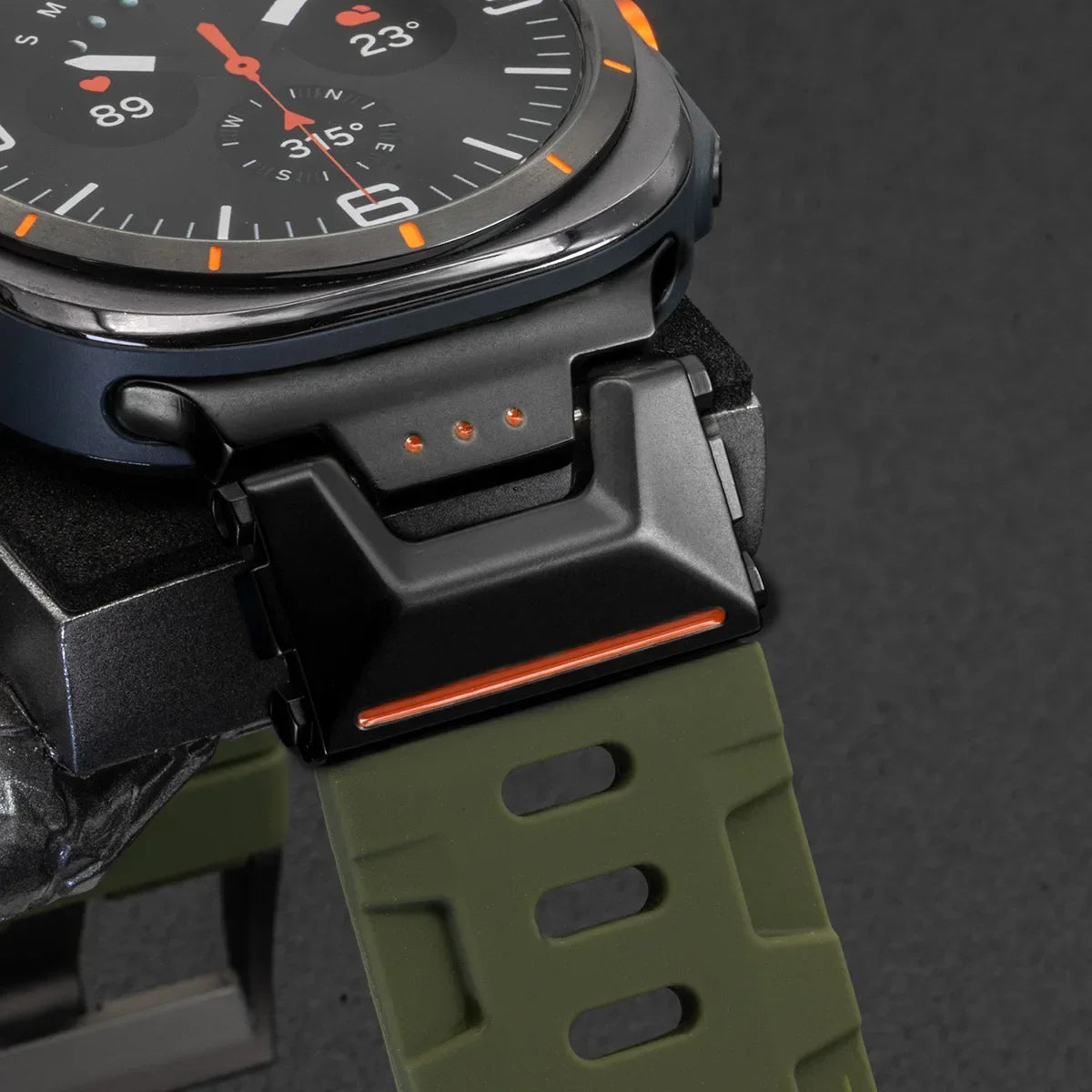 Samsung Galaxy Silicone Sport Watch Band - Ultra/Ultra2 No Gaps on a stylish watch close-up.