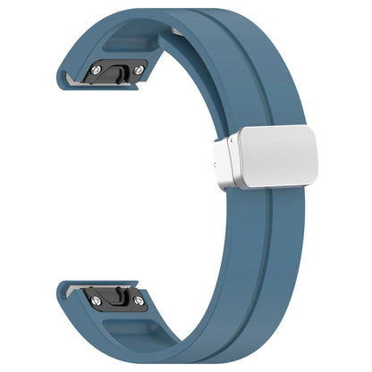 Garmin silicone replacement strap in blue color for smartwatch, featuring durable and adjustable design for comfort.