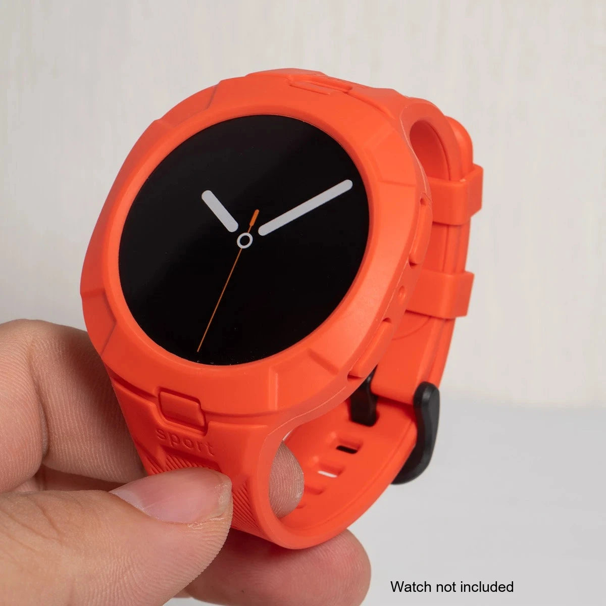 Samsung Galaxy Silicone Sport Watch Band - Case Watch8/Watch8 Classic/Watch9 in orange, showcasing rugged design and sporty style.