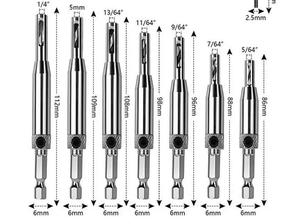 7-bit self-centering hinge drill bit set sizes