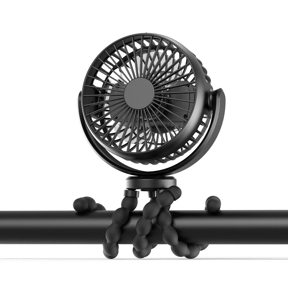 Flexible Tripod Golf Cart Fan, 5000mAh Rechargeable, Wraps Around Bars