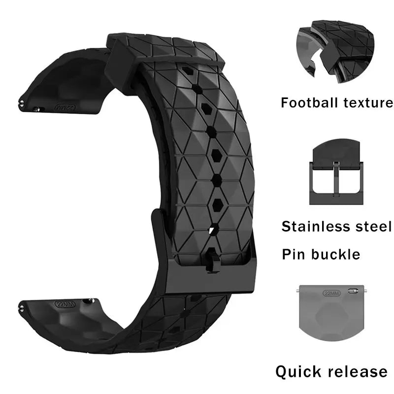 Polar Geometric Silicone Band with Black Buckle – geometric surface and buckle detail